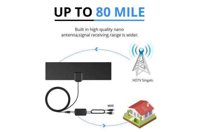 Антенна ТВ комнатная с усилителем Орбита OT-ANT10 (USB)