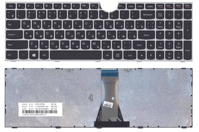 Клавиатура для ноутбука Lenovo IdeaPad G50-30, G50-45, G50-70, B50-30 черная, рамка серая