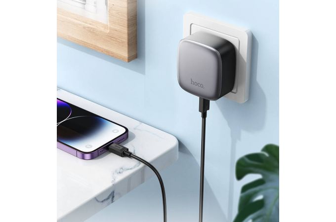 Сетевое зарядное устройство USB + USB-C + кабель Lightning - Type-C HOCO CS33A PD30W + QC3.0 (черный)