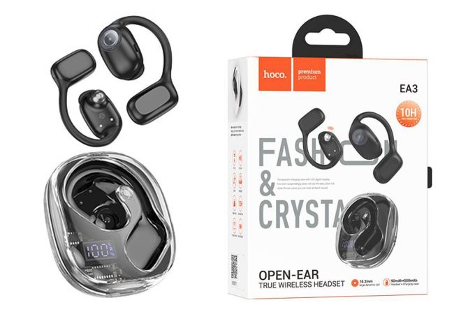 Наушники вакуумные беспроводные HOCO EA3 Talent open true wireless BT headset (черный)