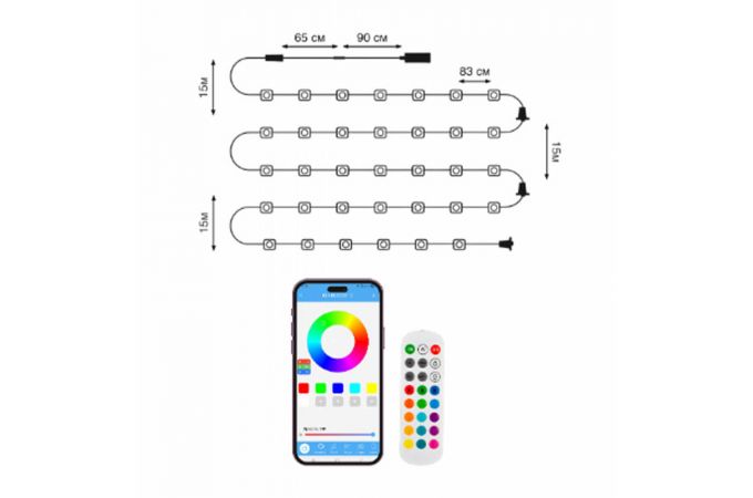 Гирлянда уличная Огонек OG-LDG27 RGB (30м,пульт,APP)