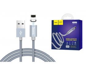 Кабель USB - Lightning HOCO U40A, 2,4A (серый) 1,2м (магнитный)