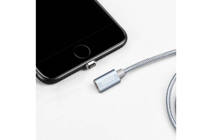 Кабель USB - Lightning HOCO U40A, 2,4A (серый) 1,2м (магнитный)