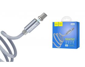 Кабель USB - USB Type-C HOCO U40A, 2A (серый) 1м (магнитный, в оплетке)