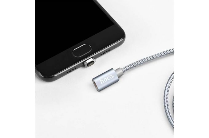Кабель USB - USB Type-C HOCO U40A, 2A (серый) 1м (магнитный, в оплетке)