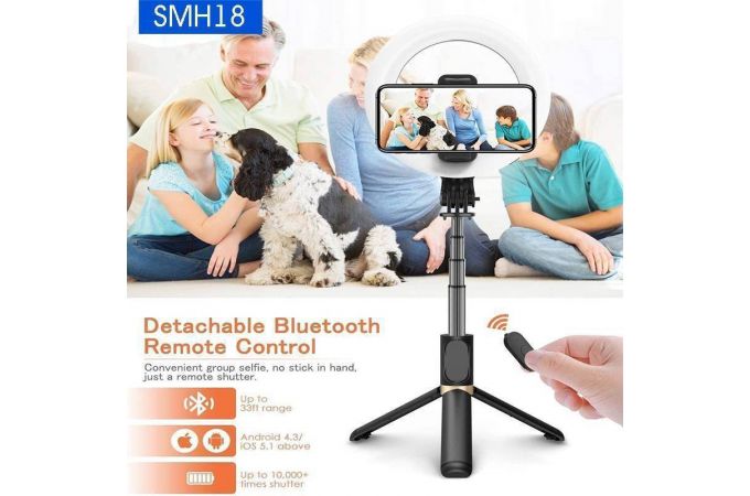 Монопод штатив для селфи и трипод 2в1 Орбита OT-SMH18 (194-798мм, пульт Bluetooth, LED)