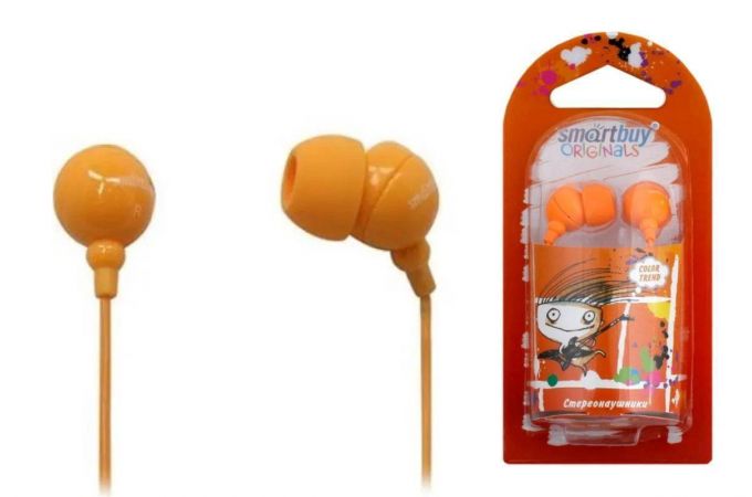 Наушники вакуумные проводные Smartbuy COLOR TREND SBE-1300 1.2м (оранжевый)