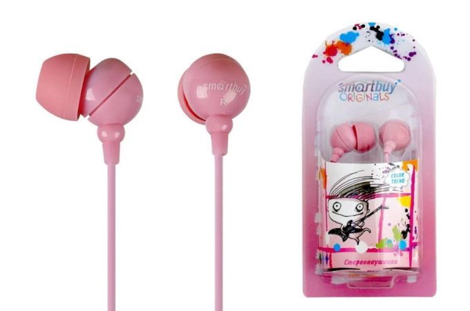 Наушники вакуумные проводные Smartbuy COLOR TREND SBE-3100 1.2м (розовый)