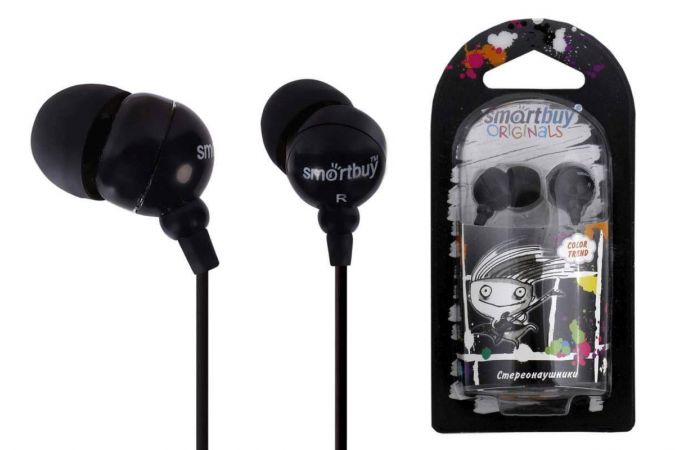 Наушники вакуумные проводные Smartbuy COLOR TREND SBE-1100 1.2м (черный)