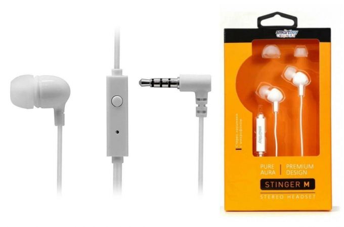 Наушники вакуумные проводные Smartbuy STINGER M SBH-602 (белый)