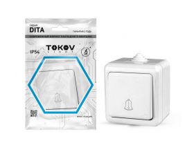 Кнопка звонка ОП Dita IP54 10А 250В бел. TOKOV ELECTRIC TKL-DT-DB-C01-IP54
