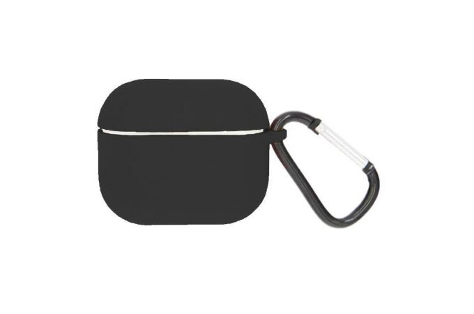 Чехол для наушников Soft-Touch AirPods 3 с карабином и нижней заглушкой (черный)