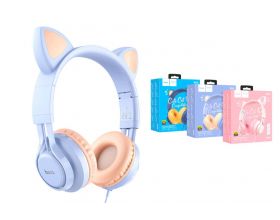 Наушники мониторные проводные HOCO W36 Cat ear kids wireless headphones Bluetooth (синий)