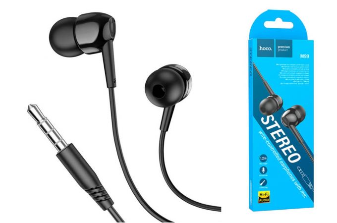 Наушники вакуумные проводные HOCO M99 Celestial universal earphones with microphone (черный)