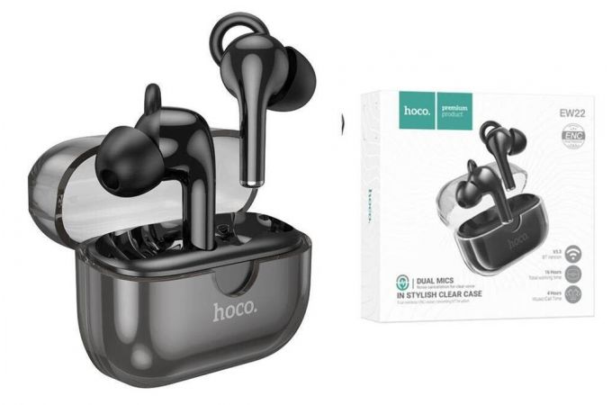 Наушники вакуумные беспроводные HOCO EW22 Cantante True wireless ENC noise cancelling BT (черный)