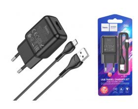 Сетевое зарядное устройство USB + кабель MicroUSB HOCO C96A 2400mAh (черный)