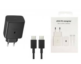 Сетевое зарядное устройство USB-C + кабель Type-C Samsung 45W (черный)