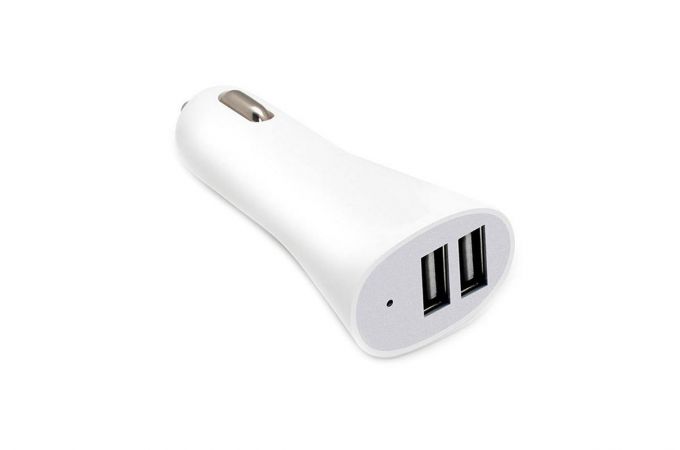 Автомобильное зарядное устройство АЗУ USB + кабель Type-C (5V 2100mAh / 9V 1670mAh) в металлизир. пакете (белый)