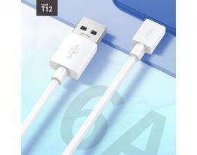 Кабель USB - MicroUSB SENDEM T12, 6A (белый) 1м