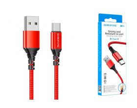 Кабель USB - USB Type-C BOROFONE BX54, 2,4A (красный) 1м (в оплетке)