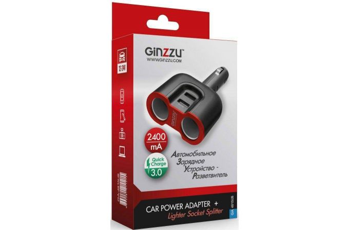 Автомобильное зарядное устройство Ginzzu (GA-4815UB) QC3.0 -5V/3A -9V/2A -12V/1.5A