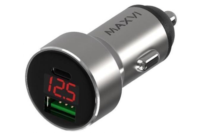 Автомобильное зарядное устройство АЗУ USB + кабель Type-C Maxvi (CCM-M602PD) серебро