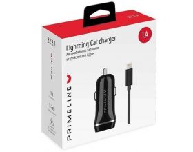 Автомобильное зарядное устройство АЗУ USB + кабель Lightning Prime Line (2223) 1 USB 1A (черный)