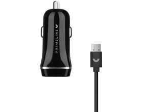 Автомобильное зарядное устройство АЗУ USB + кабель MicroUSB Prime Line (2226) 2,4A (черный)