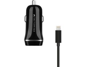 Автомобильное зарядное устройство АЗУ USB + кабель Lightning Prime Line (2227) 2 USB 2.4A, 1.2 м, (черный)
