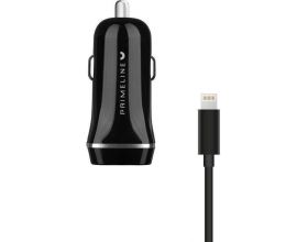 Автомобильное зарядное устройство АЗУ USB + кабель Lightning Prime Line (2227) 2 USB 2.4A, 1.2 м, (черный)