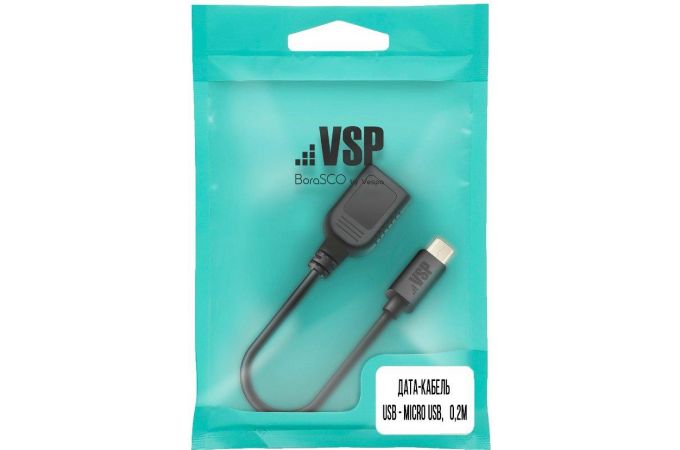 Переходник OTG MicroUSB - USB BoraSCO (38280) OTG micro USB, 0.15м, (черный)