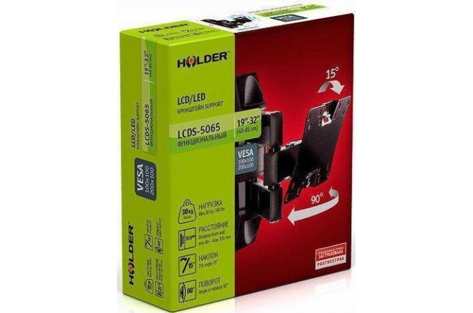 Кронштейн для LCD TV  HOLDER LCDS-5065 19" – 32", 30 кг, расстояние от стены 60 - 315мм.