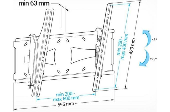 Кронштейн для LCD TV  HOLDER PTS-4006 32" – 60", 45 кг, расстояние от стены 63мм.