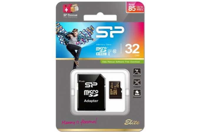 Карта памяти MicroSDHC 32 Gb Silicon Power 85Mb/s  Elite UHS-I U1 R/W85/15 SP032GBSTHBU1V1GSP