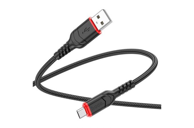 Кабель USB - MicroUSB HOCO X59 2,4A (черный) 3м (оплетка)