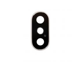 Стекло камеры для iPhone XS Max + рамка (серебро)