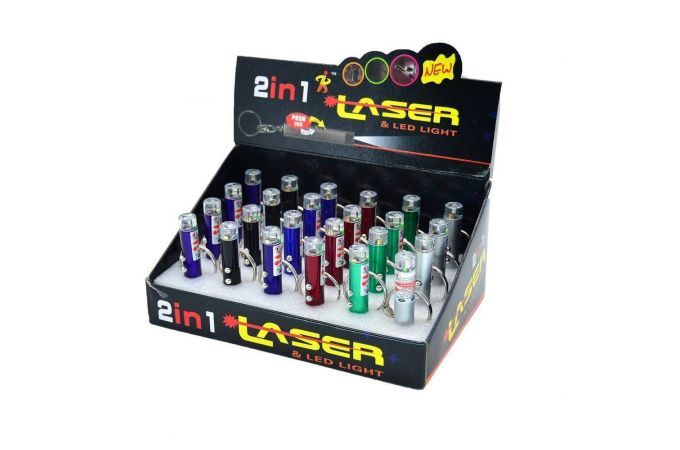 Брелок-фонарик Следопыт SL-9618 1л+лазер (УПАКОВКА 24шт)