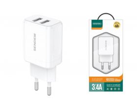 Сетевое зарядное устройство USB SENDEM OG32 5В, 3400mA (белый)