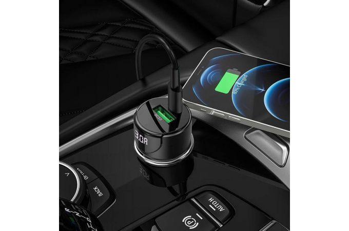Автомобильное зарядное устройство АЗУ USB + USB-C HOCO Z42 Light road PD20W+QC3.0 (черный)