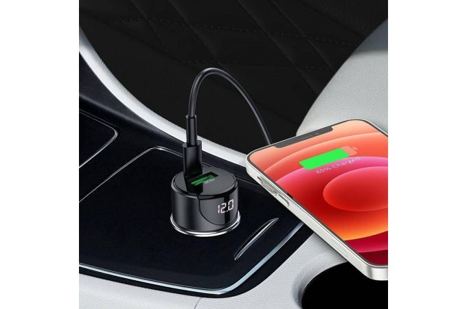 Автомобильное зарядное устройство АЗУ USB + USB-C HOCO Z42 Light road PD20W+QC3.0 (черный)