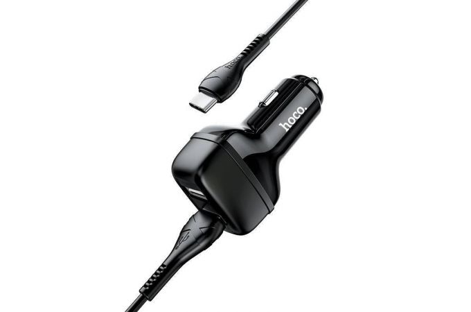 Автомобильное зарядное устройство АЗУ 2USB + кабель Type-C HOCO Z36 Leader 2400mAh (белый)