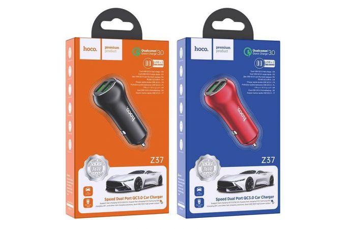 Автомобильное зарядное устройство АЗУ USB HOCO Z37 Speed Up single port QC3.0 (красный)