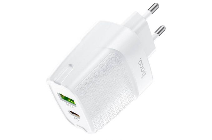 Сетевое зарядное устройство USB + USB-C HOCO C85A Brigt PD20W+ QC3.0 (белый)