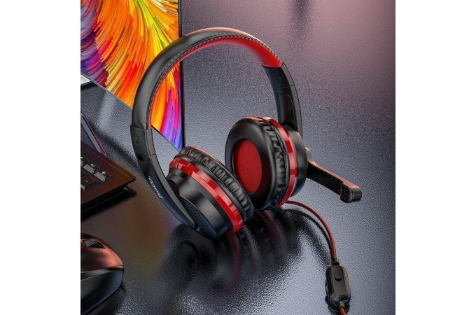 Наушники мониторные проводные HOCO W103 Magic tour (черно-красный)