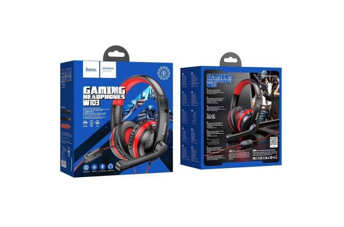 Наушники мониторные проводные HOCO W103 Magic tour (черно-красный)