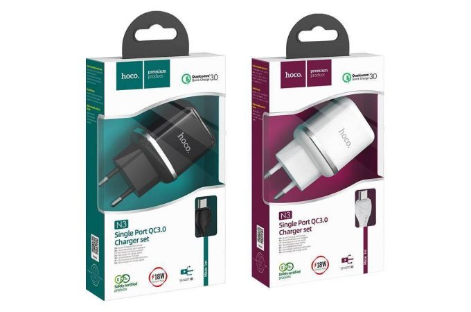 Сетевое зарядное устройство USB + кабель MicroUSB HOCO N3 Special QC3.0 3000mAh (черный)