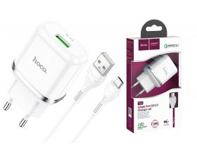 Сетевое зарядное устройство USB + кабель MicroUSB HOCO N3 Special QC3.0 3000mAh (белый)