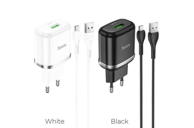Сетевое зарядное устройство USB + кабель MicroUSB HOCO N3 Special QC3.0 3000mAh (белый)