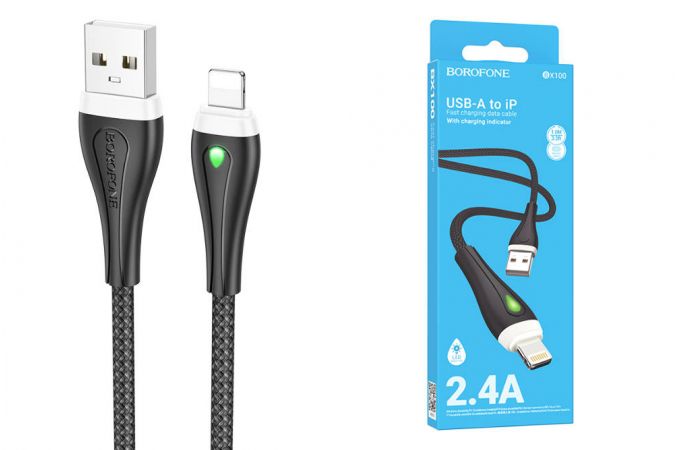 Кабель USB - Lightning BOROFONE BX100 2,4A (черный) 1м