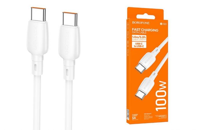 Кабель USB Type-C - USB Type-C BOROFONE BX93, PD100W (белый) 1м